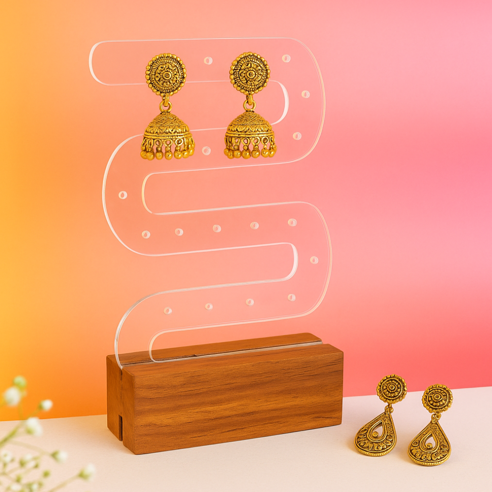 Earring Stands Display Stand for Earrings with Wooden Base