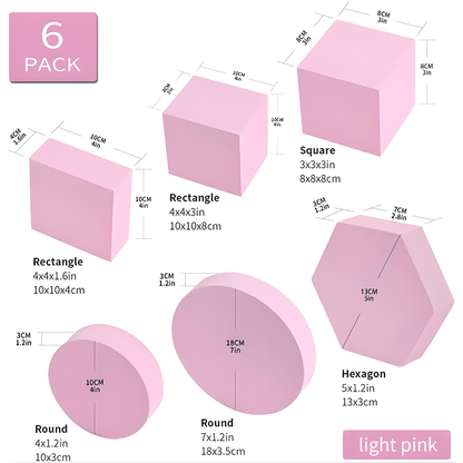 Product Photography Props 6-piece Set | Jewelry photo shoot props | Hard Foam Riser & Blocks | Lightweight, Waterproof, Re-usable