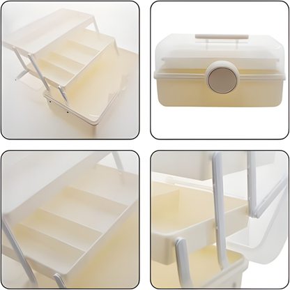 SMILEDRIVE® Plastic Medicine Storage Box 3 Tier First Aid Box Makeup Organiser Multipurpose Storage Box