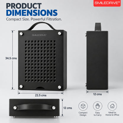 Portable Air Purifier for Home Office Room | H13 HEPA Filter | Removes 99.97% of Particles up to 0.3 Microns | CADR 96 m³/h | Covers up to 200 Sq.ft | Low Noise 50 dB | 25W Energy Efficient | Made in India