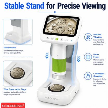 Mini Microscope with 1000x HD Magnification | 2.4” Screen LED Lights & Bottom Backlight | Photo & Video Capture | Rechargeable Handheld Microscope for Coins, Plants, PCB, Jewellery & STEM Learning