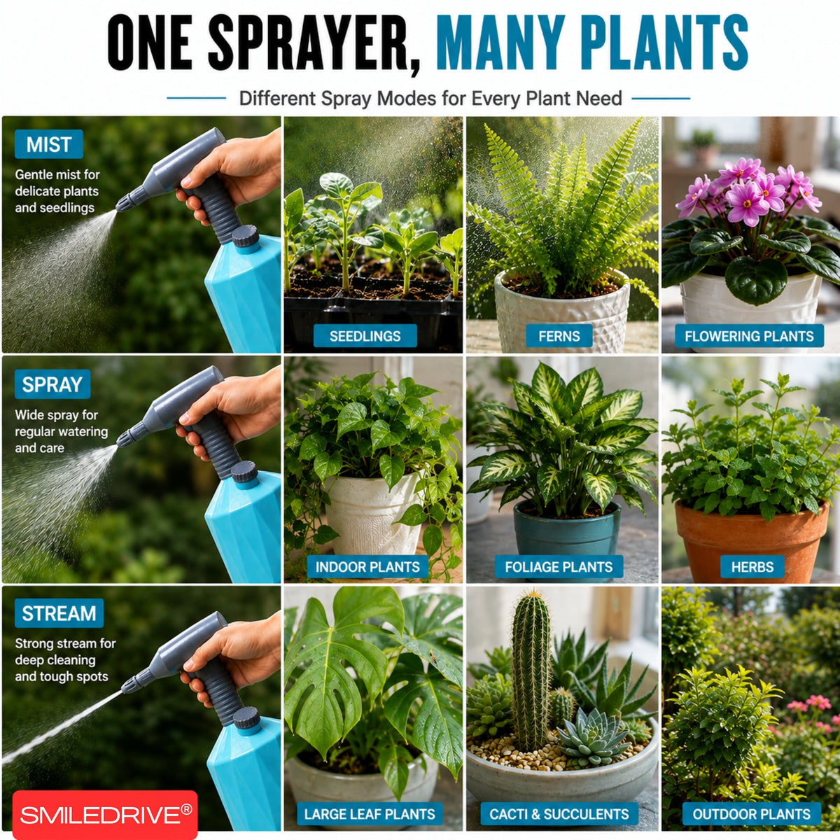 1L Garden Sprayer with Adjustable Mist & Stream | 2000 mAh Rechargeable Battery | USB Charging | Handheld Automatic Sprayer for Plants, Gardening & Household Use