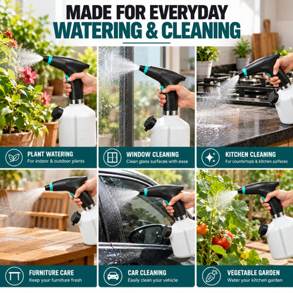 1L Electric Sprayer Bottle, Automatic Watering of Indoor/Outdoor Plants, Mist & Stream Spray with Extended Nozzle, Water level check,  Rechargeable 1200 mAh Battery, Bright Battery Power Indicator, Spray Bottle for Plants, Garden & Household Cleaning