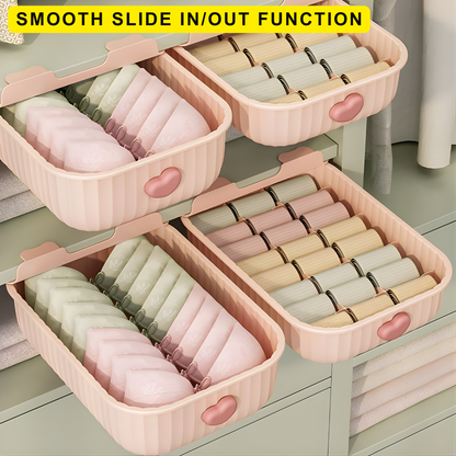 Clothes Organizer Boxes for Wardrobe | Storage Boxes for Bras, Socks, Innerwear & Baby Wear | Sliding Drawers for Cupboard