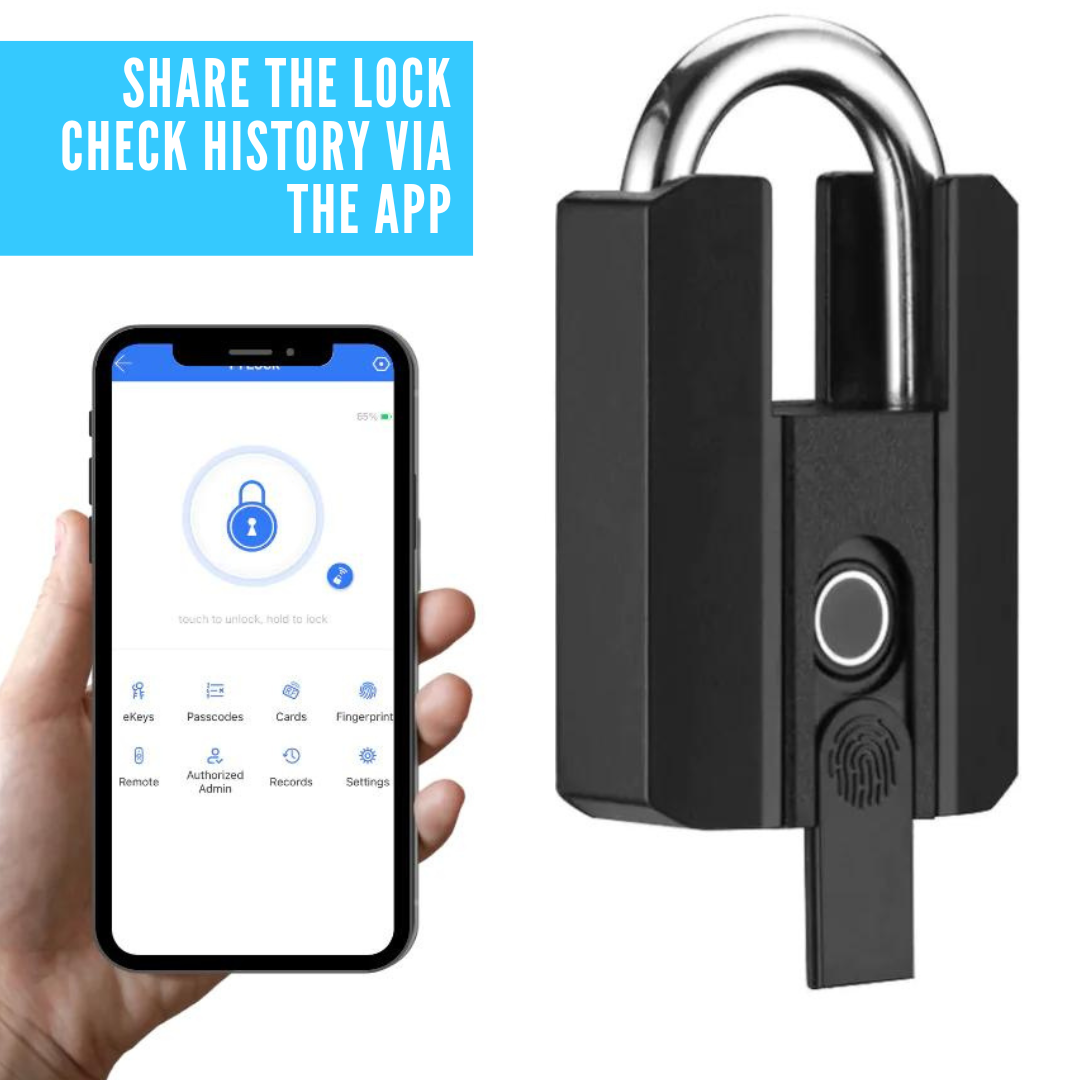 SMILEDRIVE® Z+ Smart Door Lock Fingerprint Padlock for Home with Superfast Unlocking IP67 with 3 Unlocking Mechanisms: Fingerprint, Bluetooth & Keys