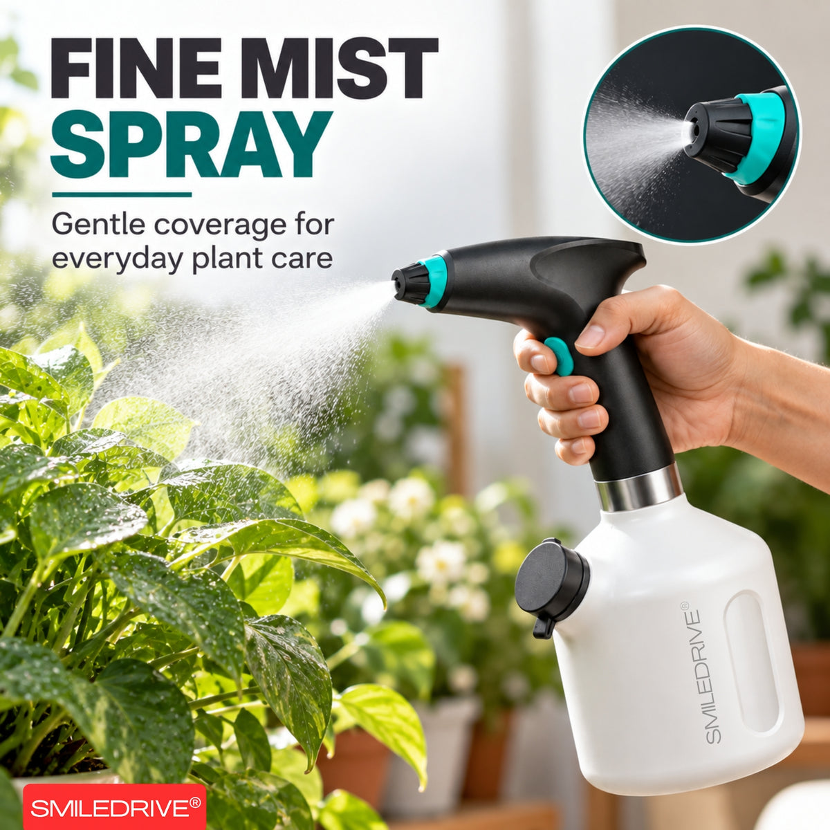 1L Electric Sprayer Bottle, Automatic Watering of Indoor/Outdoor Plants, Mist & Stream Spray with Extended Nozzle, Water level check,  Rechargeable 1200 mAh Battery, Bright Battery Power Indicator, Spray Bottle for Plants, Garden & Household Cleaning