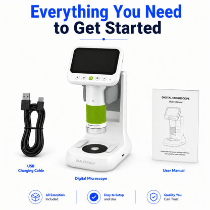 Mini Microscope with 1000x HD Magnification | 2.4” Screen LED Lights & Bottom Backlight | Photo & Video Capture | Rechargeable Handheld Microscope for Coins, Plants, PCB, Jewellery & STEM Learning