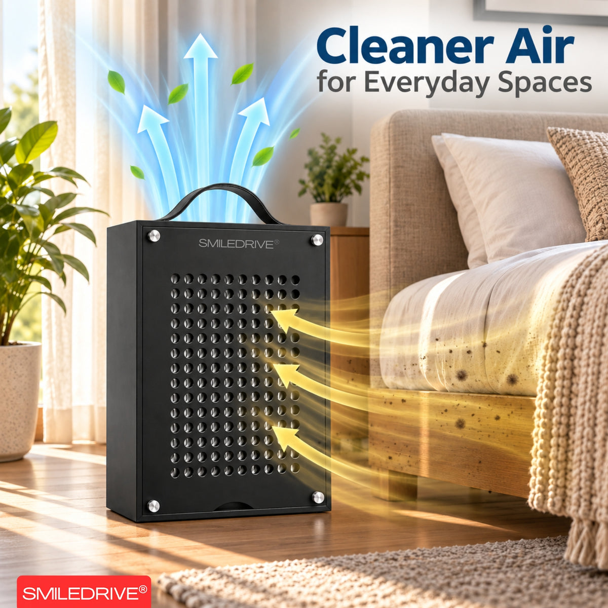 Portable Air Purifier for Home Office Room | H13 HEPA Filter | Removes 99.97% of Particles up to 0.3 Microns | CADR 96 m³/h | Covers up to 200 Sq.ft | Low Noise 50 dB | 25W Energy Efficient | Made in India