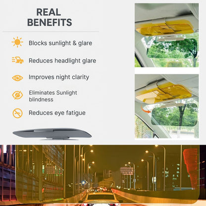 Anti Glare Sun Visor For Car | Day Night Car Visor | UV Protection & Blue Light Filter Blocks 97.4% UV Rays