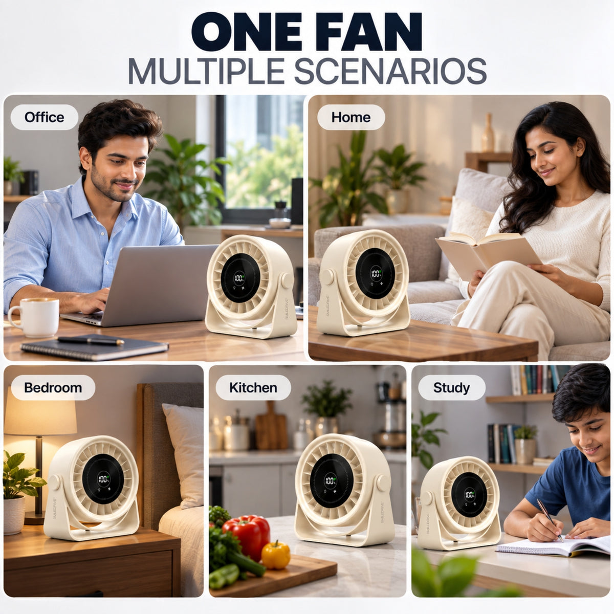 High Speed BLDC Desktop Fan | Rechargeable Fan with 4000 mAh battery | Speed control with Digital Display |  Remote Control |  Desktop & Wall Mounted Design | Ambient Light | Type C