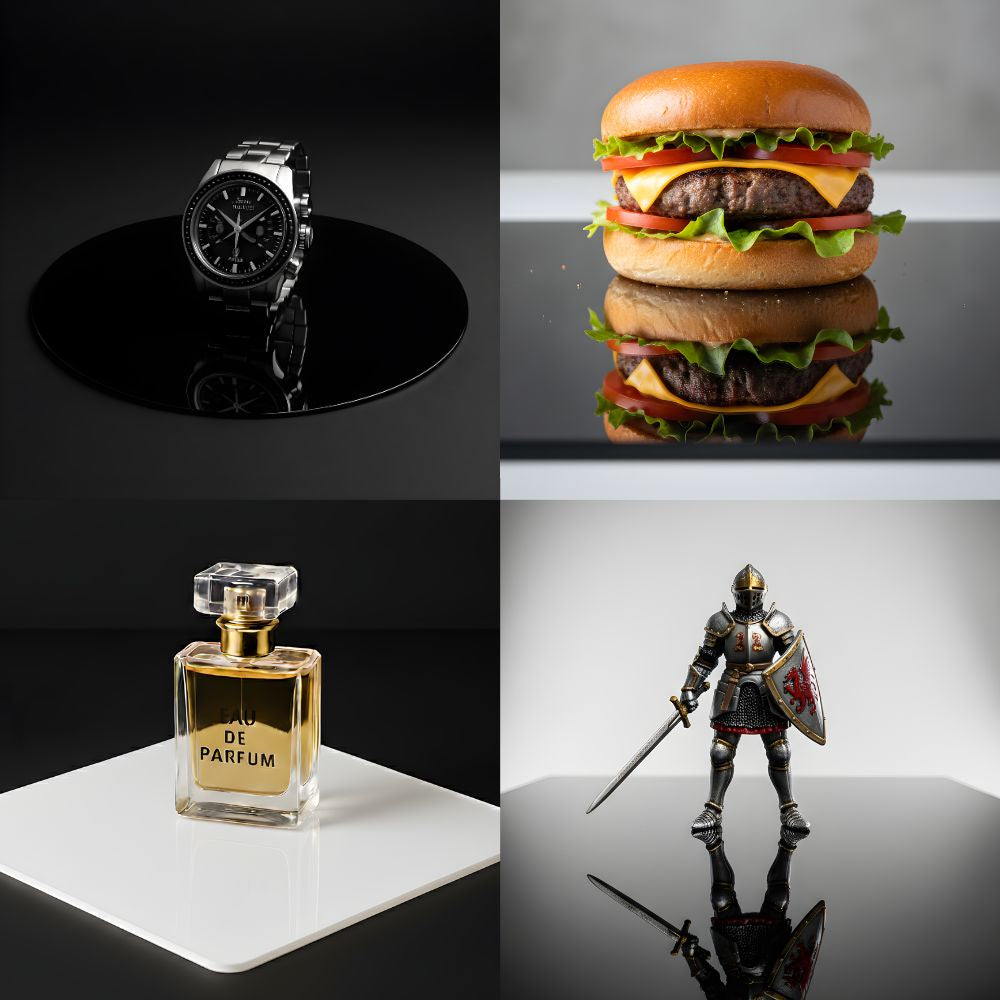 Acrylic White & Black Reflective Display Table Riser for Professional Product Photography,30x30CM Background Boards for Product Table Top Photography Shooting