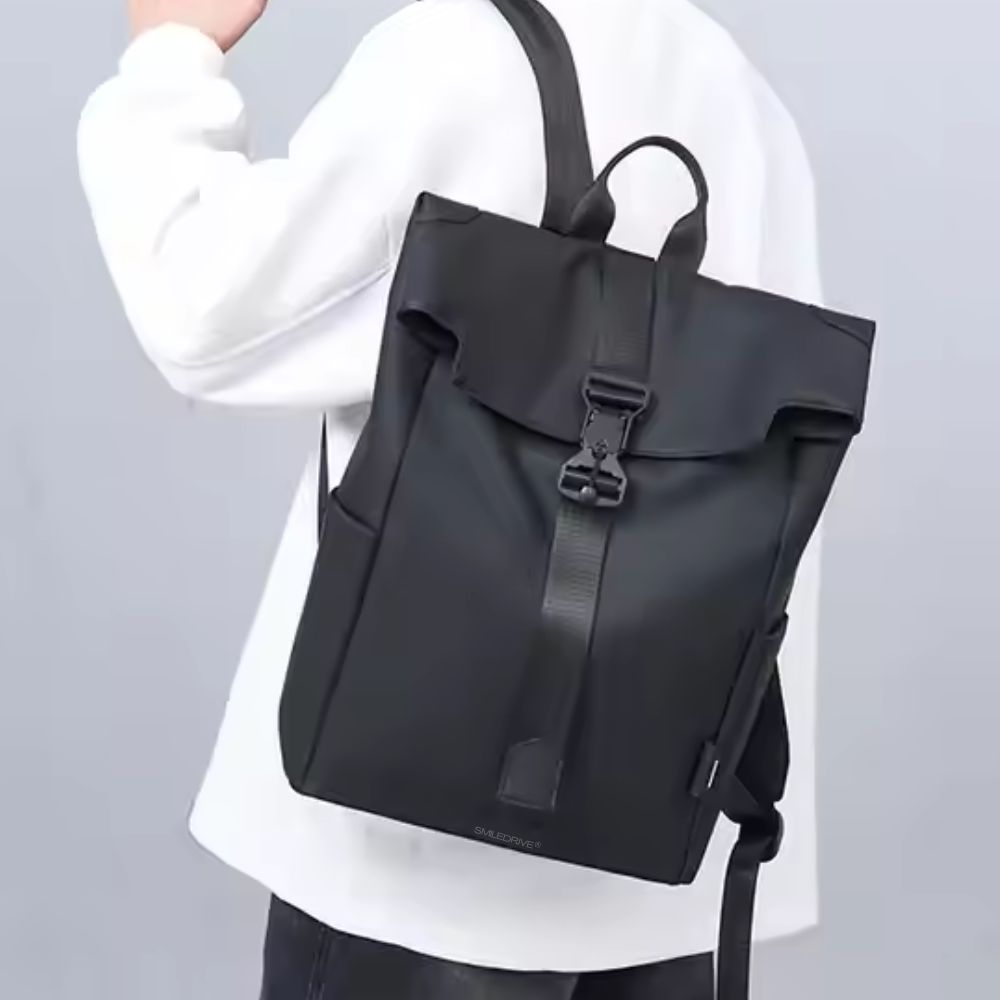 Roll Top Backpack Waterproof Laptop Bag - Stylish & Space Travel, Office & College Faux Leather Bag