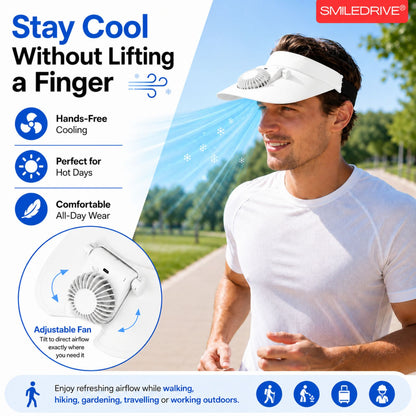 Cooling Fan Cap with Rechargeable Fan, 2-Speed Adjustable Fan, Hands-Free Cooling Hat, Lightweight Cap for Daily Use- Walking, Gardening, Hiking, Camping & Indoor/ Outdoor Work | Available in Blue, Pink & White