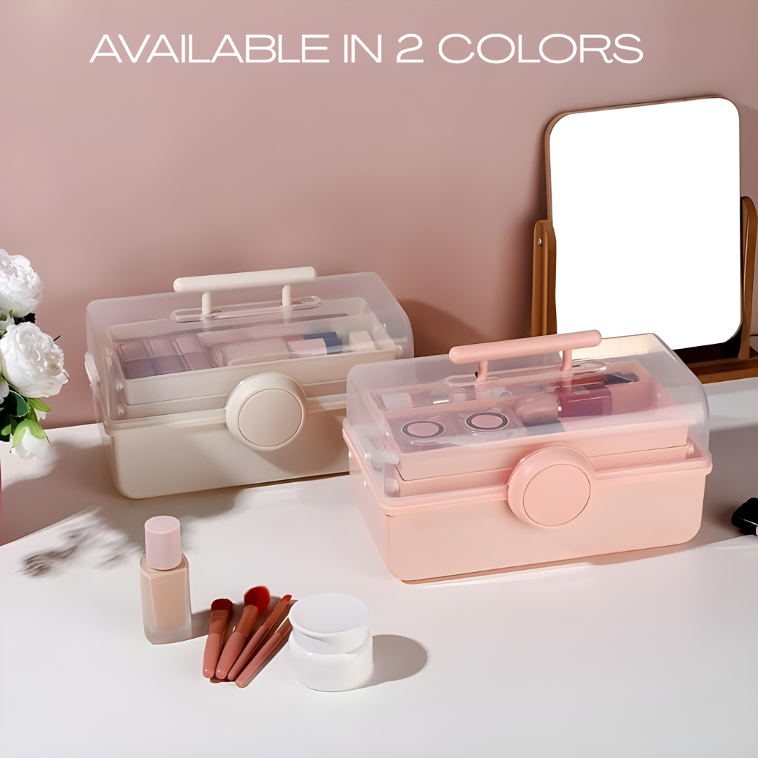 SMILEDRIVE® Plastic Medicine Storage Box 3 Tier First Aid Box Makeup Organiser Multipurpose Storage Box