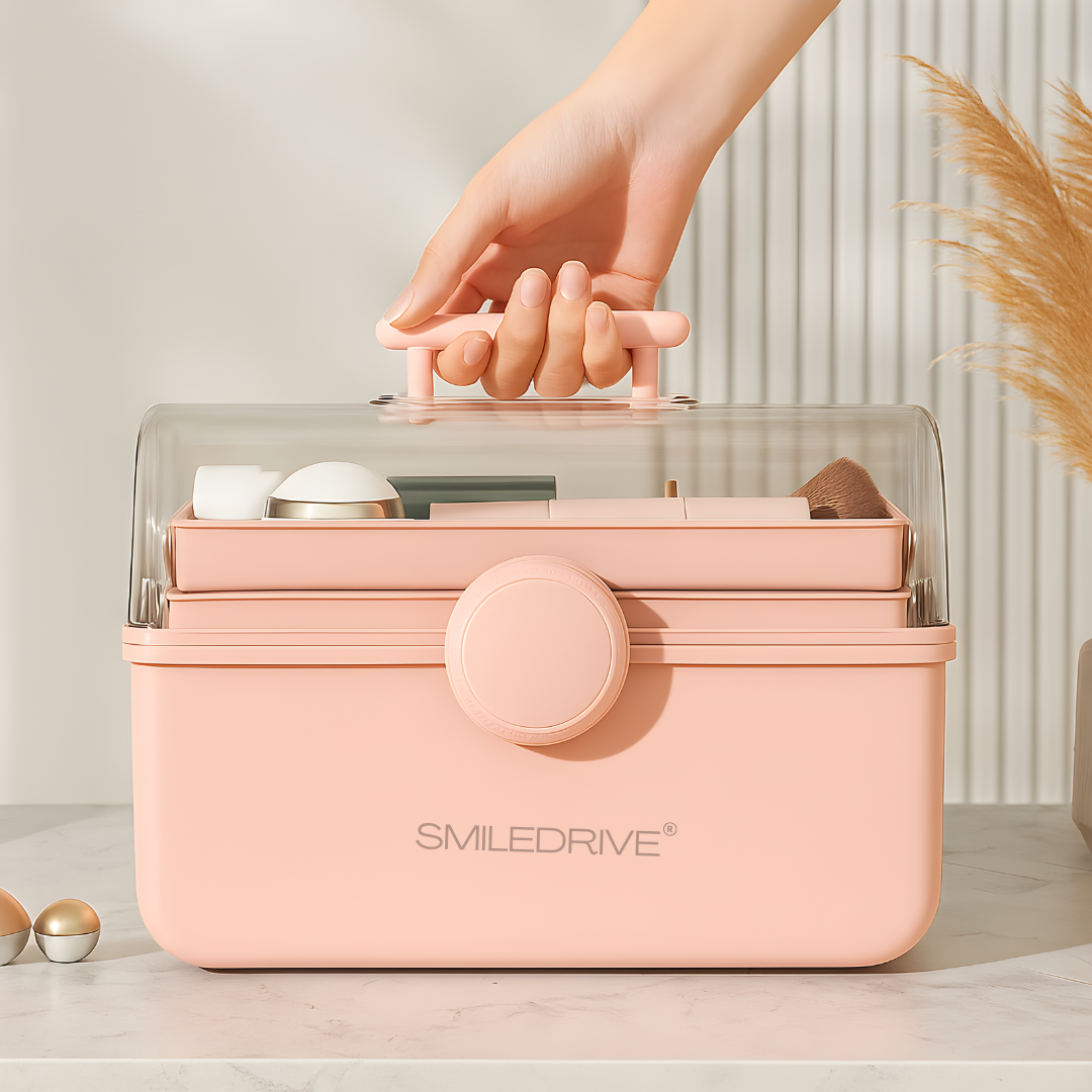 SMILEDRIVE® Plastic Medicine Storage Box 3 Tier First Aid Box Makeup Organiser Multipurpose Storage Box