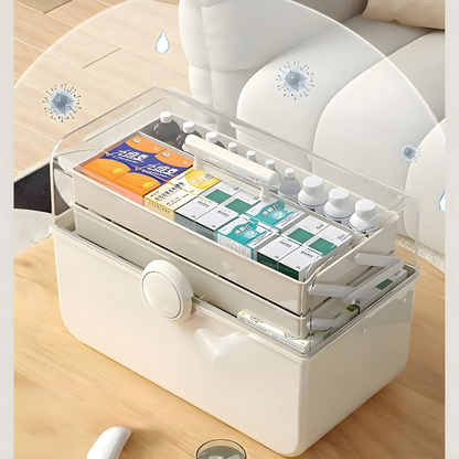 SMILEDRIVE® Plastic Medicine Storage Box 3 Tier First Aid Box Makeup Organiser Multipurpose Storage Box