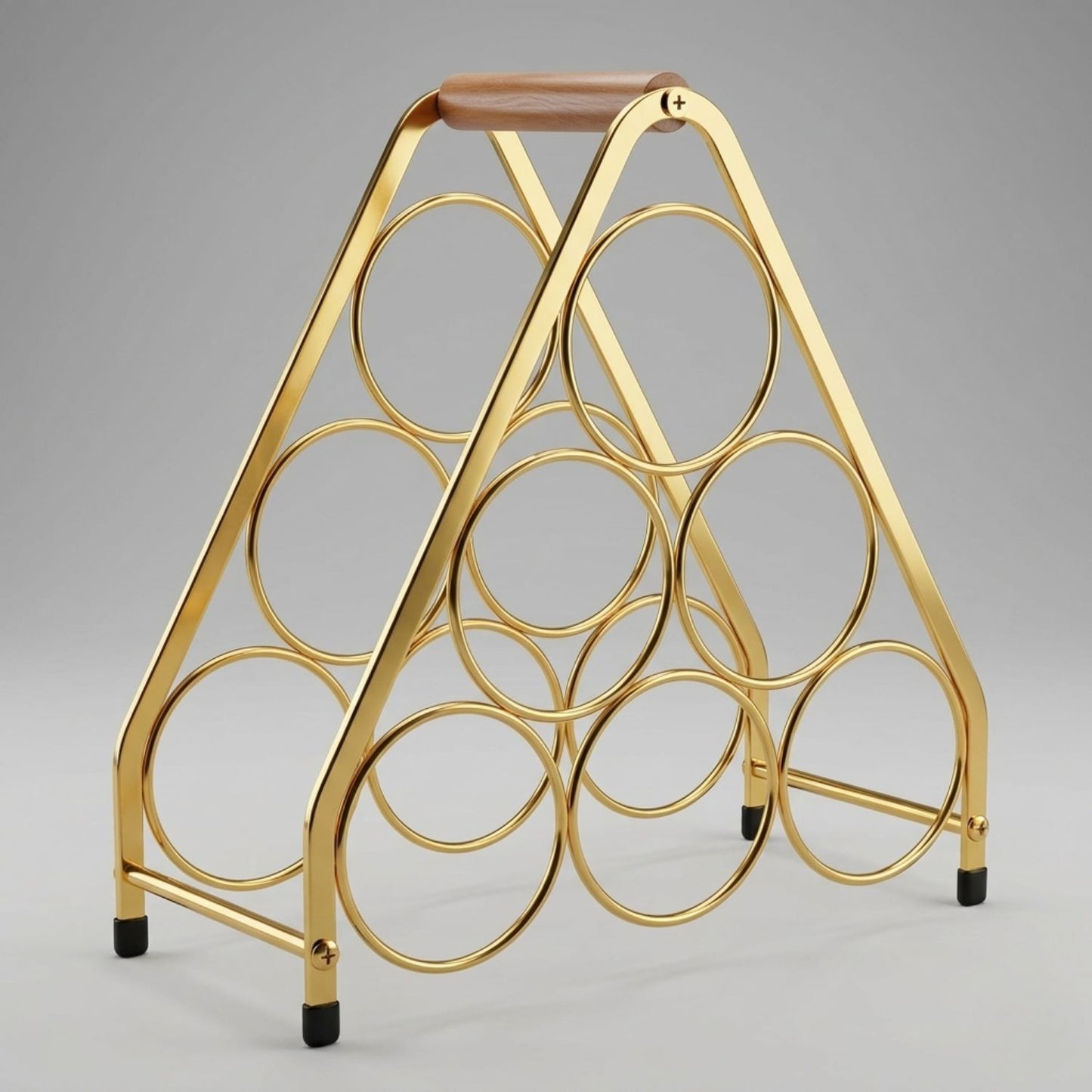 Luxury Wine Holder with Radiant Golden Finish | 6 Bottle  Metal Wine Rack