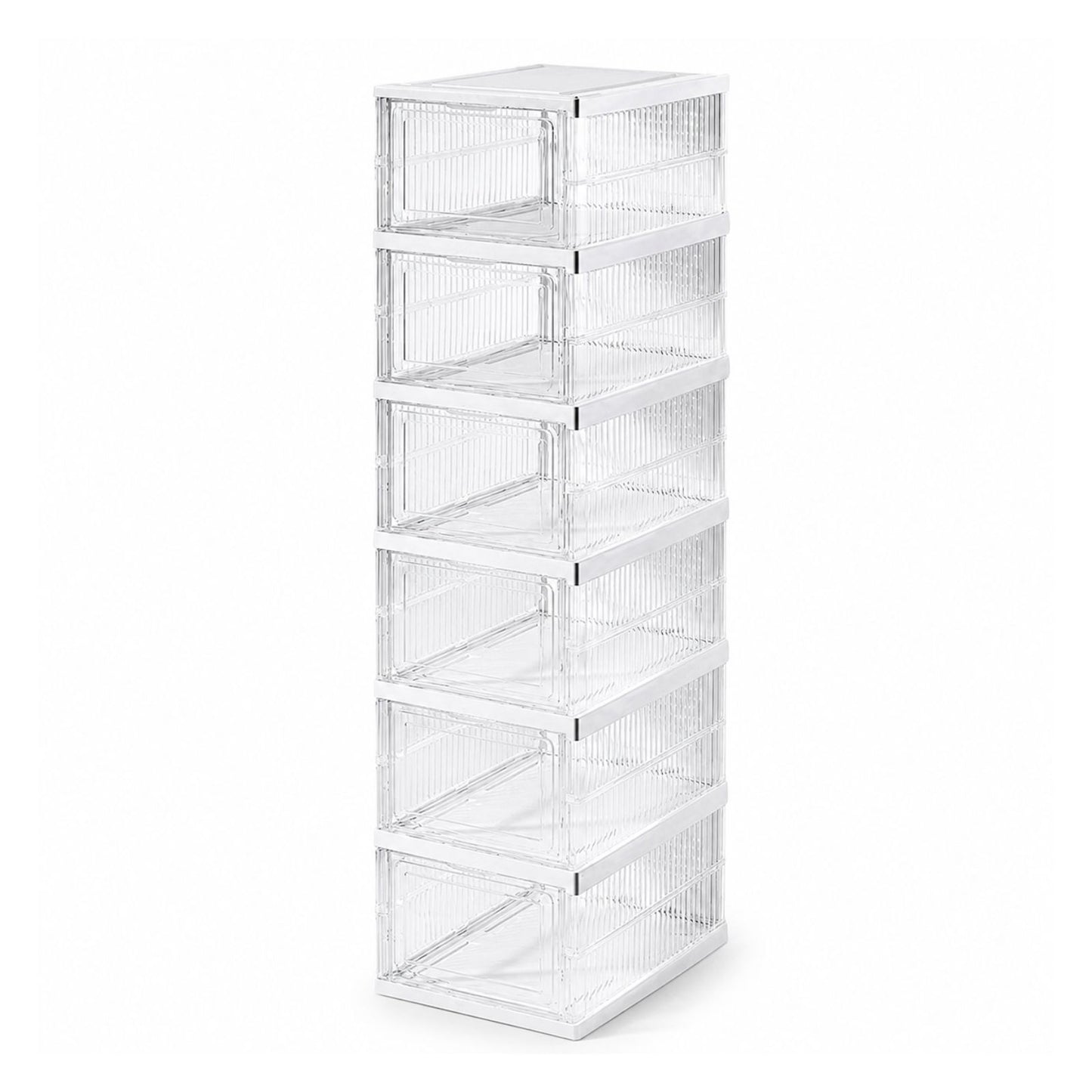 SMILEDRIVE® Foldable Storage Rack with Transparent Doors | Foldable Shoe Rack | 6-Tier Space-Saving Multi-Purpose Organizer for Home