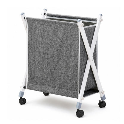 Foldable Laundry Basket with Wheels | Large Capacity (100L) Rolling Clothes Bin with Sturdy Metal Frame | Lightweight & Portable Clothes Storage for Laundry Room & Bedroom - Grey