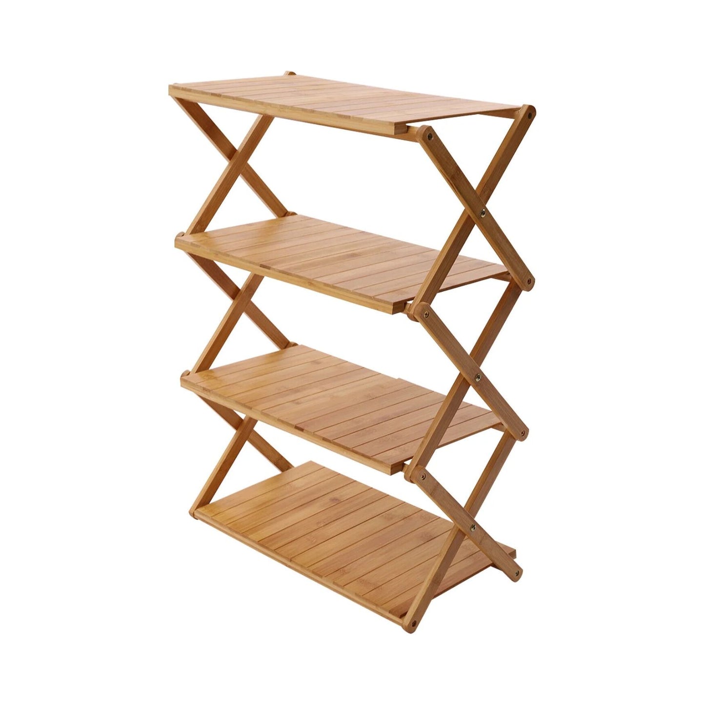 Foldable Bamboo Shoe Rack | 3 & 4-tier Balcony Plant Stand | Space Saving Storage Organizer for Entryway, Bedroom, Bathroom or Balcony