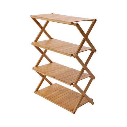 Foldable Bamboo Shoe Rack | 3 & 4-tier Balcony Plant Stand | Space Saving Storage Organizer for Entryway, Bedroom, Bathroom or Balcony