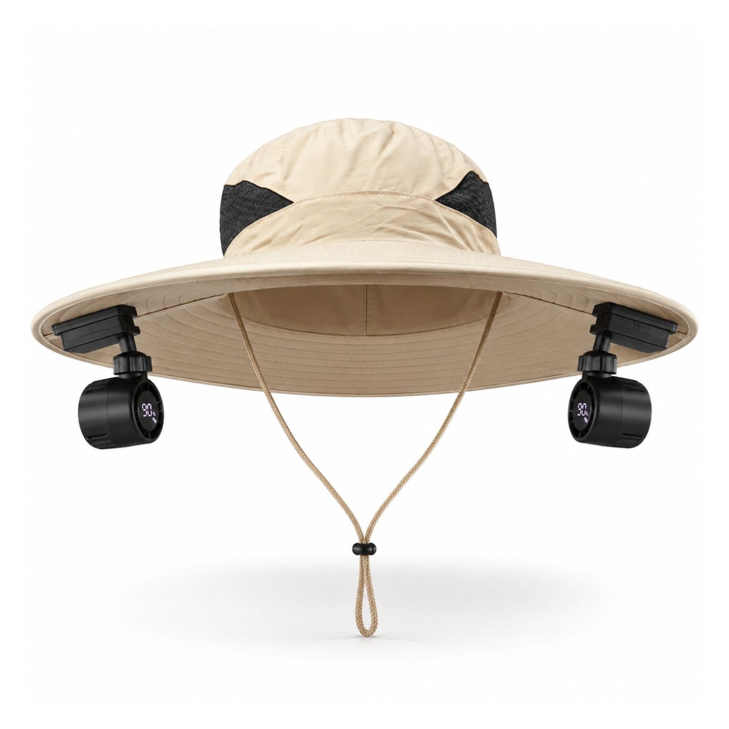 Wearkool Cooling Hat with Dual Detachable BLDC Fans and Lanyard | 5-Speed Rechargeable BLDC Fans with Digital Battery Display | Adjustable Wide Brim Outdoor Hat for Fishing, Gardening, Hiking, Camping & Outdoor Work