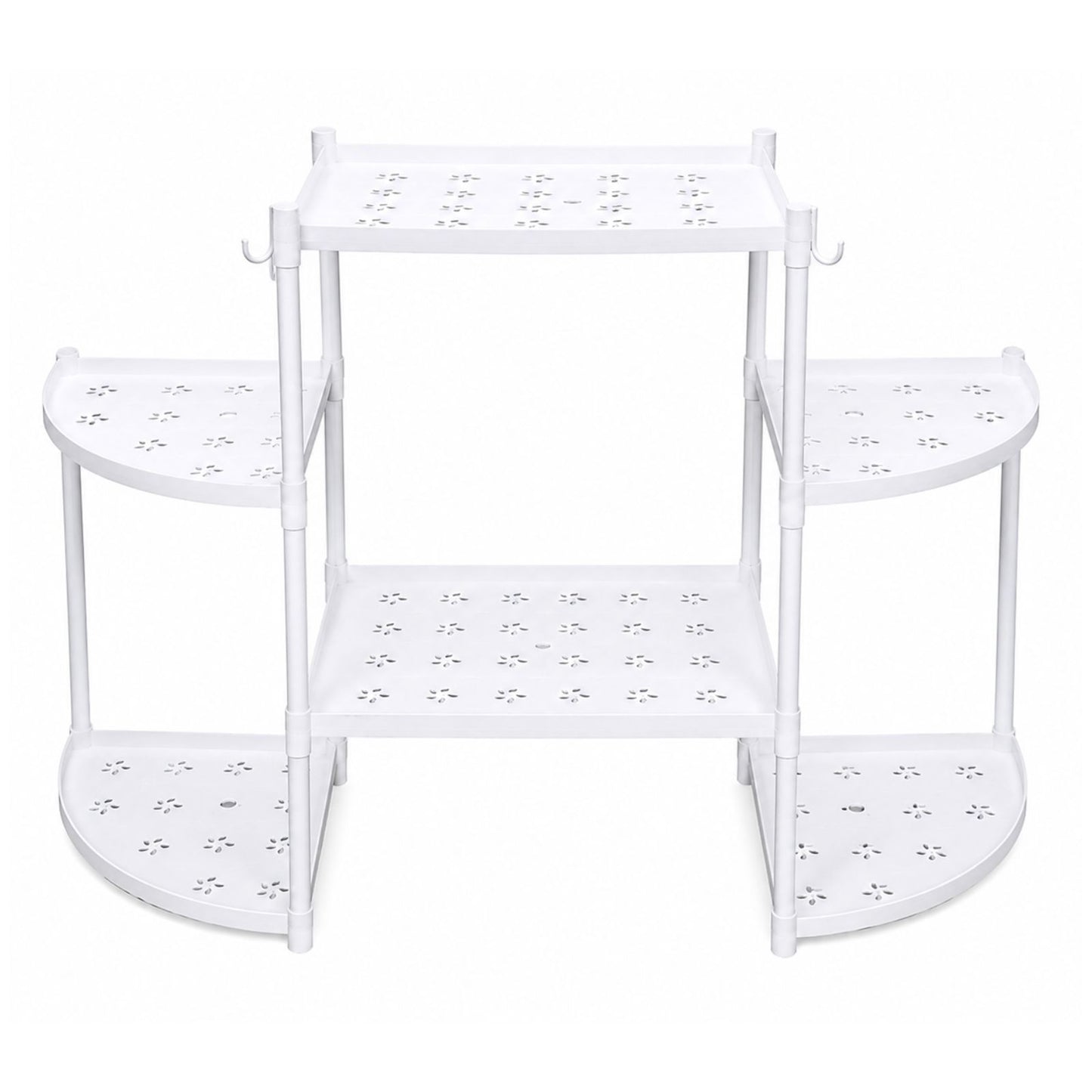 Flower Pot Stand for Indoor Living Room, Balcony & Home | 6 Rack Flower Pot Stand with Hooks | Lightweight Balcony & Home Garden Plant Organizer