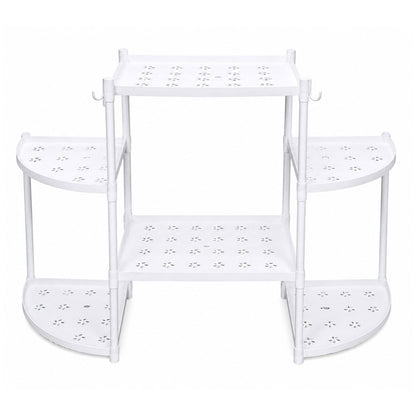 Flower Pot Stand for Indoor Living Room, Balcony & Home | 6 Rack Flower Pot Stand with Hooks | Lightweight Balcony & Home Garden Plant Organizer
