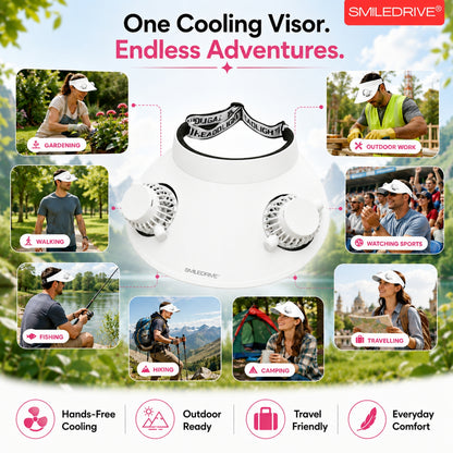 Cooling Fan Cap with Dual Rechargeable Fans, 3-Speed Adjustable Fan, Hands-Free Cooling Hat, Lightweight Cap for Daily Use- Walking, Gardening, Hiking, Camping & Indoor/ Outdoor Work | Available in Blue, Pink & White