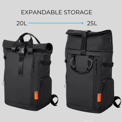 Waterproof Rolltop Laptop Backpack Unisex Bag | Expandable 20–25L | Fits 15.6" Laptop | Anti-Theft, Lightweight Bag for Men & Women | Stylish Travel, Office & College Backpack
