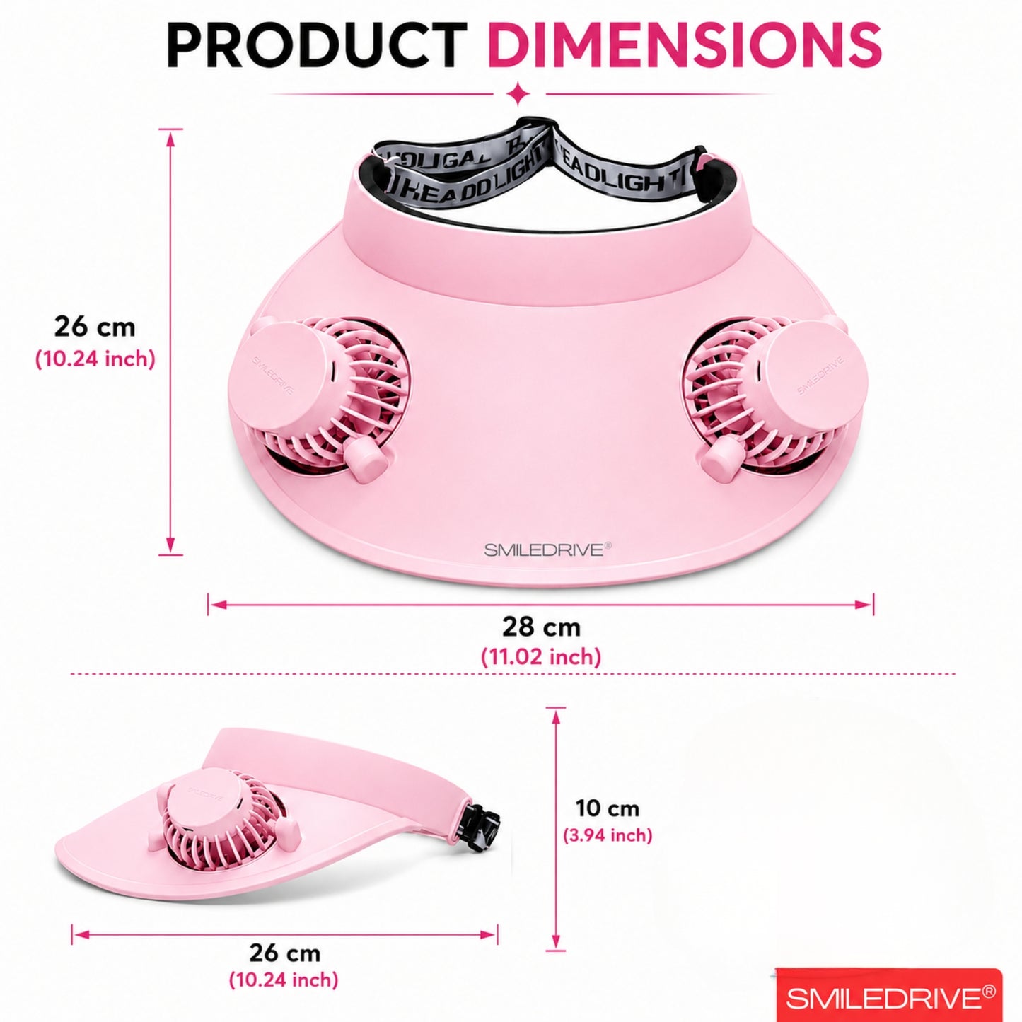Cooling Fan Cap with Dual Rechargeable Fans, 3-Speed Adjustable Fan, Hands-Free Cooling Hat, Lightweight Cap for Daily Use- Walking, Gardening, Hiking, Camping & Indoor/ Outdoor Work | Available in Blue, Pink & White