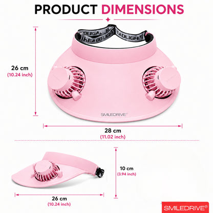 Cooling Fan Cap with Dual Rechargeable Fans, 3-Speed Adjustable Fan, Hands-Free Cooling Hat, Lightweight Cap for Daily Use- Walking, Gardening, Hiking, Camping & Indoor/ Outdoor Work | Available in Blue, Pink & White