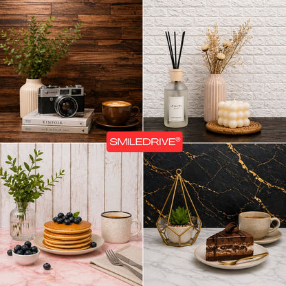 Professional Product Photography Background Kit | Photoshoot Backdrop Kit with 8 styles (4 two-sided sheet) | Silver Reflector & Black Diffuser Included