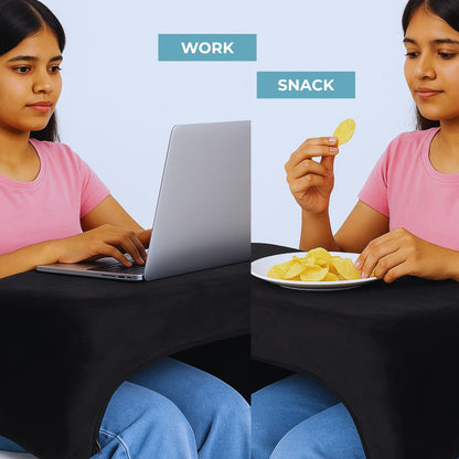 Smiledrive® Laptop Computer Table for Bed, Sofa, Car | Memory Foam Lapdesk with Armrest, Storage Pocket & Washable Cover | Portable Lap Table for Work, Study, Gaming & Eating