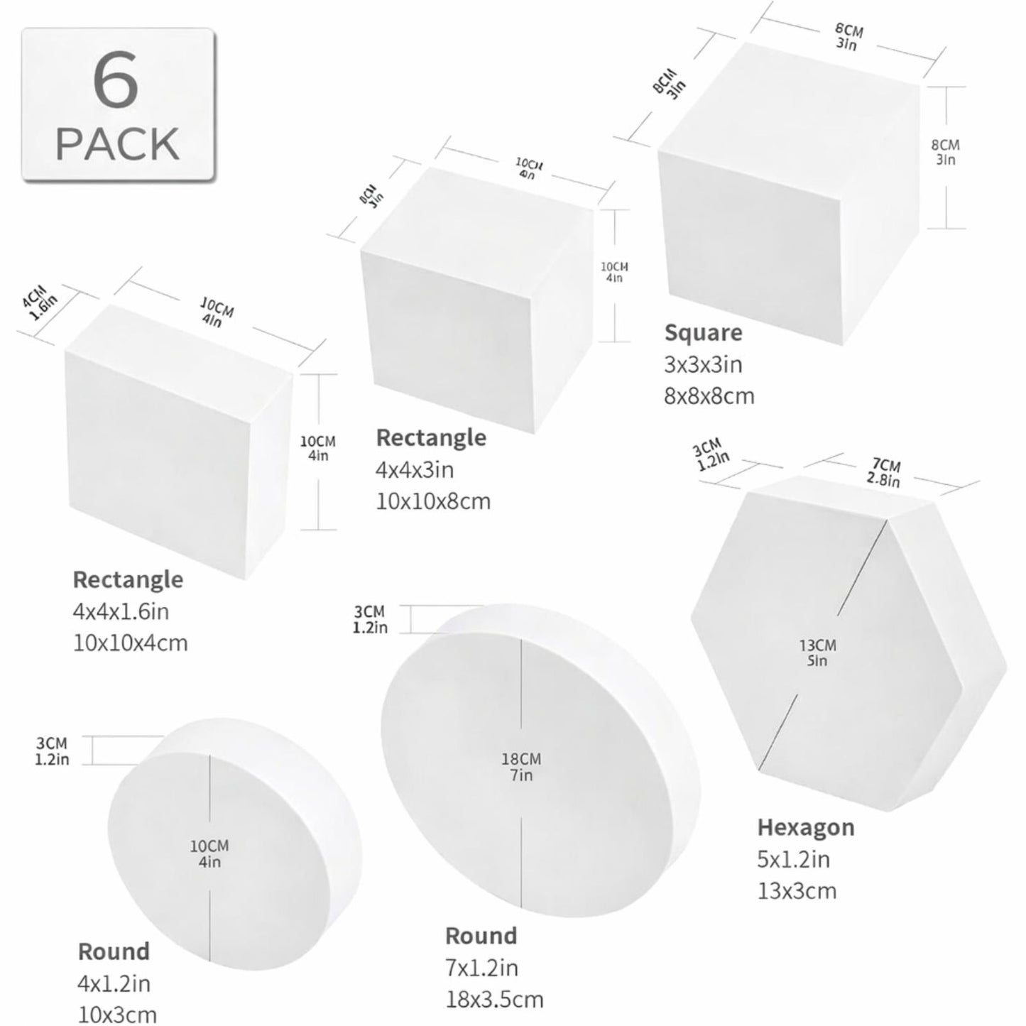 Product Photography Props 6-piece Set | Jewelry photo shoot props | Hard Foam Riser & Blocks | Lightweight, Waterproof, Re-usable