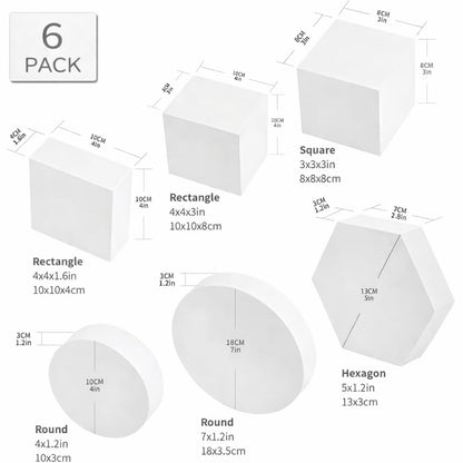 Product Photography Props 6-piece Set | Jewelry photo shoot props | Hard Foam Riser & Blocks | Lightweight, Waterproof, Re-usable