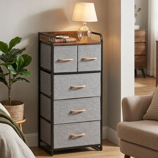Small Chest of Drawers | Fabric Pull-Out Mini Drawers | Dresser Tower for Bedroom & Living Room