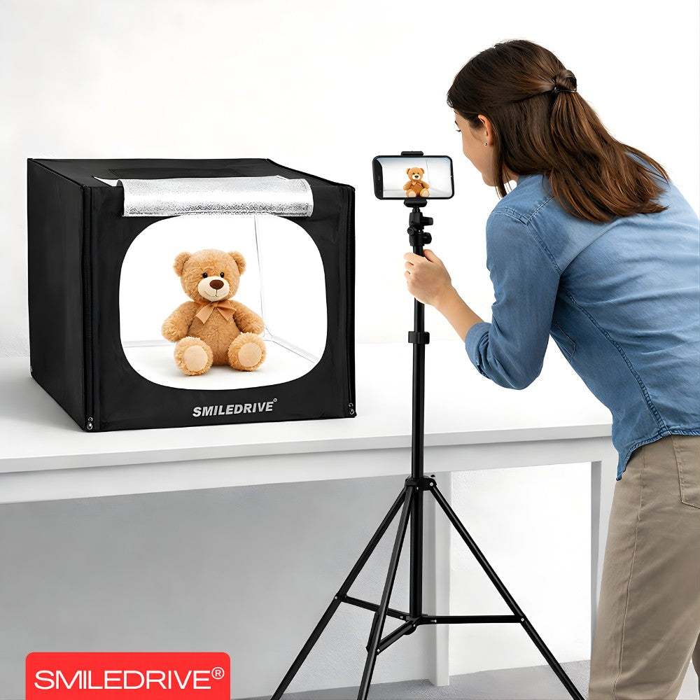 Photo Studio Light Box Product Photography 43 sq cm Lighting Tent with 2 LED-Made in India Photo Booth with a Tripod