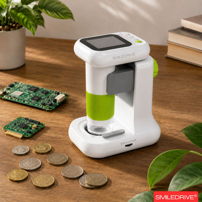Mini Microscope with 1000x HD Magnification | 2.4” Screen LED Lights & Bottom Backlight | Photo & Video Capture | Rechargeable Handheld Microscope for Coins, Plants, PCB, Jewellery & STEM Learning
