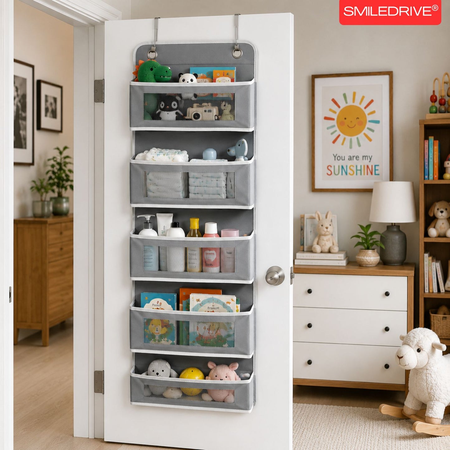 Over the Door Organizer – Hanging Storage Organizer with Clear Window Pockets for Closet, Bedroom, Bathroom | Available in 4/5 Pockets