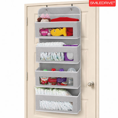 Over the Door Organizer – Hanging Storage Organizer with Clear Window Pockets for Closet, Bedroom, Bathroom | Available in 4/5 Pockets