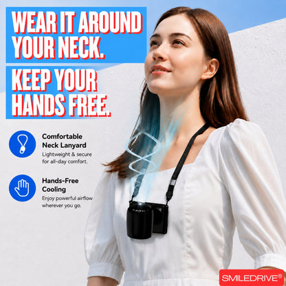 Wearkool Portable Mini Fan | Wearable BLDC Fan with Lanyard & Magnetic Base | Rechargeable 5-Speed Fan with Digital Battery Display