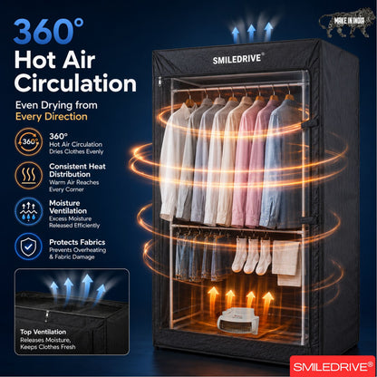 Electric Clothes Dryer Machine | Heavy-Duty 3-Tier Rack | Quick-Dry Technology | Hygienic, Foldable & Space-Saving Design | Made in India