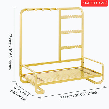 Premium Metal Jewelry Stand Organizer - Sleek Tabletop Holder for Necklaces, Earrings, Rings & Bracelets (Available in Black & Gold)