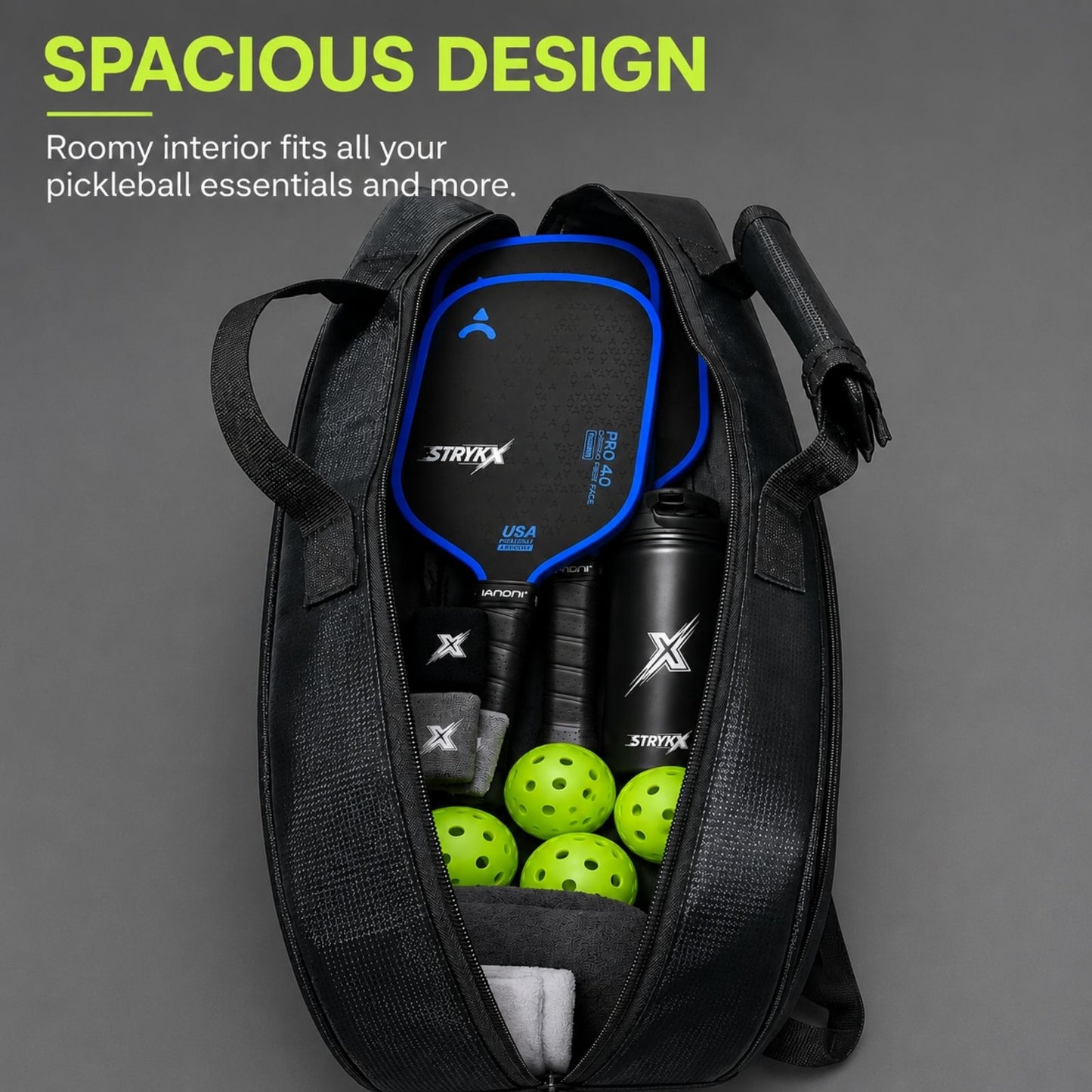 STRYKX Pickleball Kit Bag – Spacious Sports Bag | Easy-Access Pocket & Cushioned Shoulder Strap | Sports Bag for Pickleball, Gym & Travel