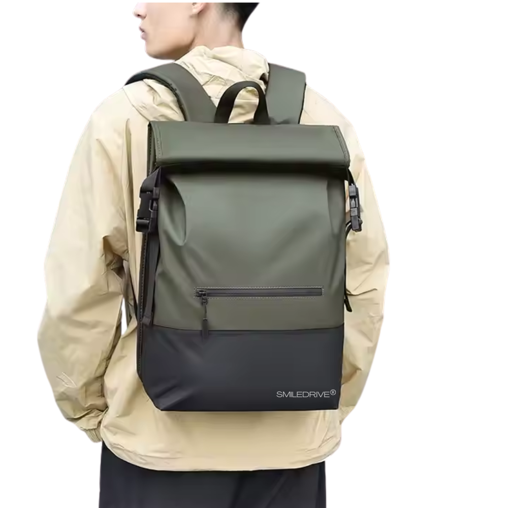 Waterproof Roll Top Backpack Laptop Bag– Stylish Travel Hiking Office Bag