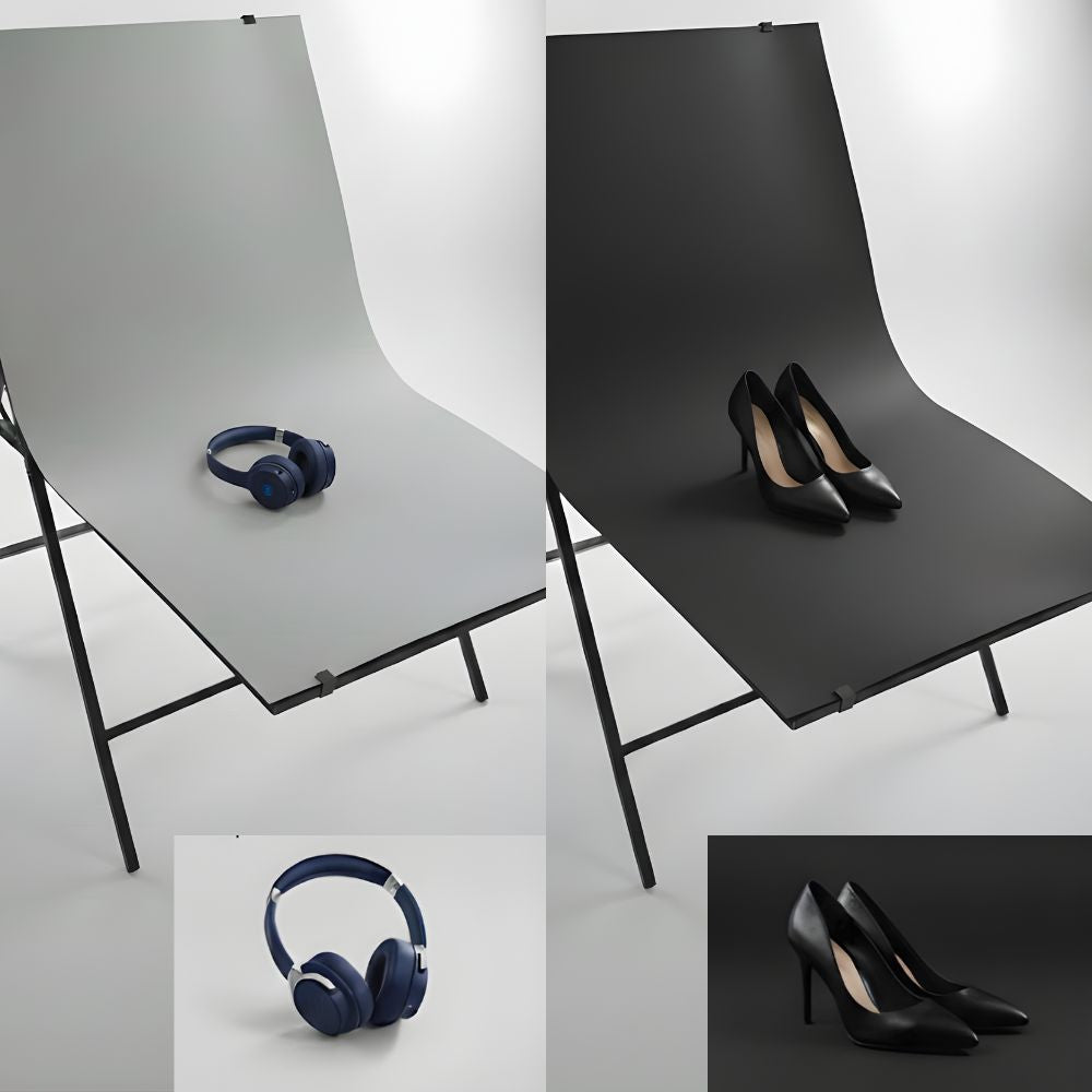Foldable Product Photography Table 60×100 cm | Table Photoshoot Setup with Non-Reflective Panel | Table Top Photography & Photo Tabletop for Product Shoots, Jewellery, Gadgets & E-Commerce, 1 Transparent + 6 Backdrop Sheets