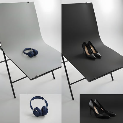 Foldable Product Photography Table 60×100 cm | Table Photoshoot Setup with Non-Reflective Panel | Table Top Photography & Photo Tabletop for Product Shoots, Jewellery, Gadgets & E-Commerce, 1 Transparent + 6 Backdrop Sheets