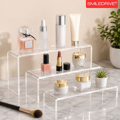 Acrylic Display Stand | Multi-Purpose Display Stands for Jewellery, Bakery, Retail, Cosmetics, Collectibles, & Home Use | Clear 5mm Thick Acrylic Product Display Risers Set of 3