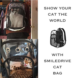 Smiledrive Cat Carry Bag Small Dog Backpack Carrier Breathable Clear Lightweight Case for Pets